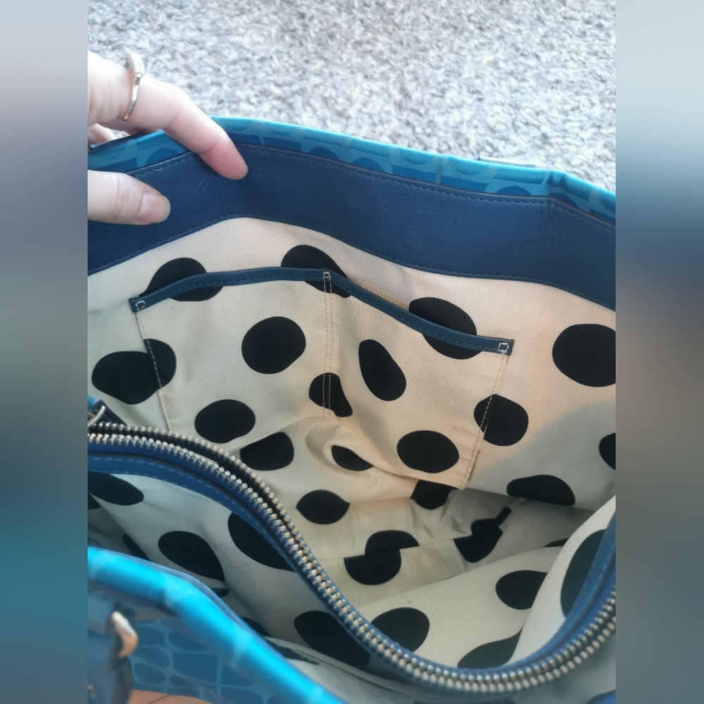 Kate Spade turquoise canvas tote bag - Picture 3 of 15